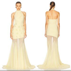 NEW Deme by Gabriella Celeste Gown Butter Yellow Light Maxi Dress Halter